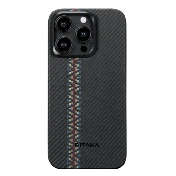 Pitaka iPhone 15 Pro Carbon Fibre Magsafe Cover - Black - Tashqila Pitaka iPhone 15 Pro Carbon Fibre Magsafe Cover - Black - Tashqila